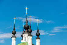 Black Domes With Golden Crosses, Russia.
