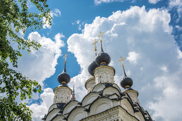 Black domes with Golden crosses, Russia.