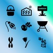 Vector icon set about gardening with 9 icons related to cacti, isolated, slice, sweet, radish, cut, element, invitation, branch and plant