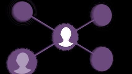 Aufkleber - Social connection animation. Icons of people linked to a group on a black background