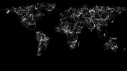 Poster - Digital world map animation, seamless loop. Animation of technological world map on a black background