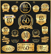 Anniversary retro vintage golden badges and labels vector 60 years