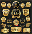 Anniversary retro vintage golden badges and labels vector 100 years
