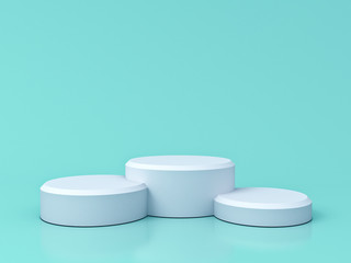 Aufkleber - Blank white podium isolated on green pastel color background with reflections and shadows 3D rendering