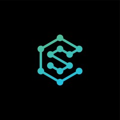 Wall Mural - cs letter sc initial logo tech connection network vector icon