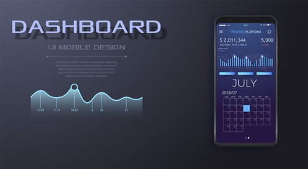 Leinwandbilder - Mobile dashboard on smartphone screen displaying statistics with data and charts