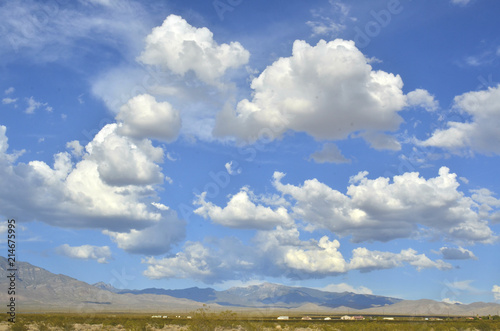 Fotografie, Obraz electrical power poles and lines in Mojave Desert town Pahrump, Nevada, USA