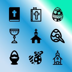 Wall Mural - Vector icon set about easter with 9 icons related to cute, element, flat, old, decoration, vector, cross, floral, mysterious and bow