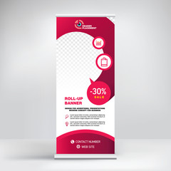 roll-up design, modern graphic style, banner for advertising goods and services, stand for exhibitio