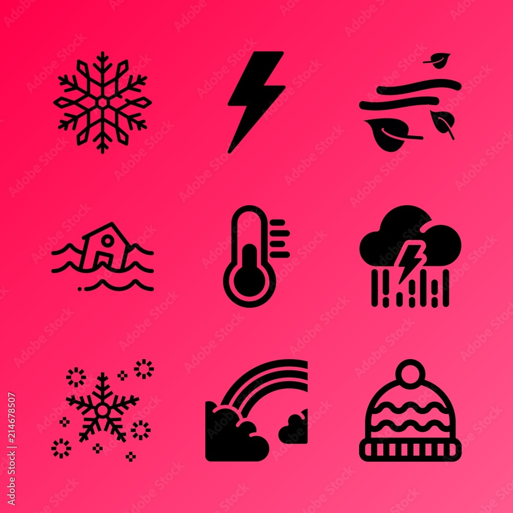Vector icon set about weather with 9 icons related to innovation, mesh ...
