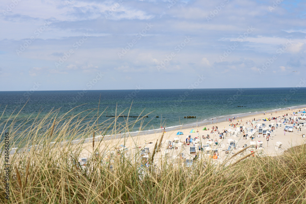 Kampen beach on Sylt island, Germany, on a sunny summer day.