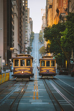 San Francisco Cable Cars On California Street, California, USA