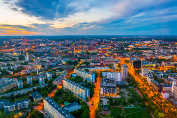 Sticker - Sunset aerial view of Wroclaw, Poland