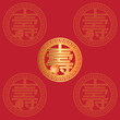 Longevity Chinese Text Symbol Red Background vector Illustration
