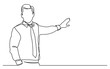 continuous line drawing of business presentation - business trainer talking
