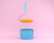 © Small Smiles_dimple - Creative idea layout of roller paint corn floating on pink background with blue paint bucket. minimal food concept. Ideas creative to produce work within an advertising marketing communications.