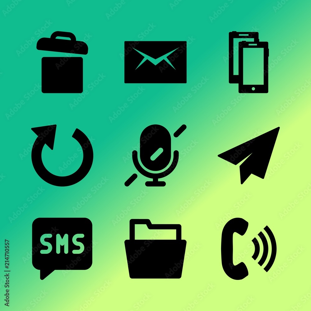 Vector icon set about mobile device with 9 icons related to ...