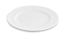 Empty White Plate, Dish Isolated On White Background.