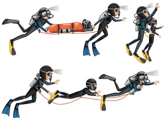 Wall Mural - Set of rescue divers