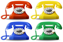 A Set Of Colourful Classic Telephone