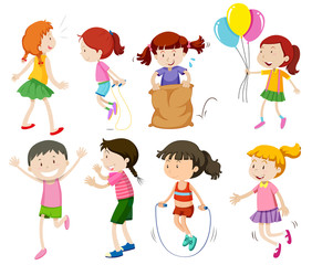 Sticker - A set of girl and activity