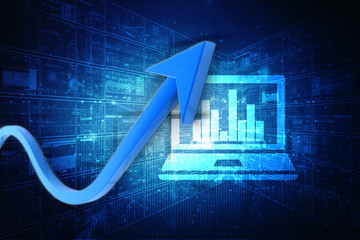 Poster - Rising colorful arrow business growth . 3D illustration
