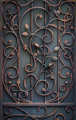 Wall Mural - beautiful decorative metal elements forged wrought iron gates