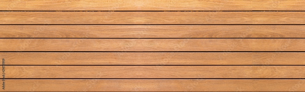 Panorama of vintage brown wood wall pattern and background seamless - obrazy, fototapety, plakaty 