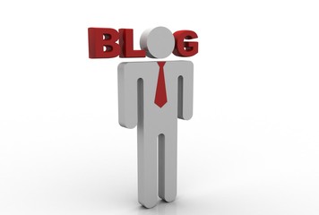 Poster - 3d illustration blog  with business man