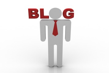 Poster - 3d illustration blog  with business man