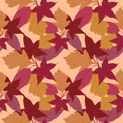 Wall Mural - Abstract seamless background of autumn leaves