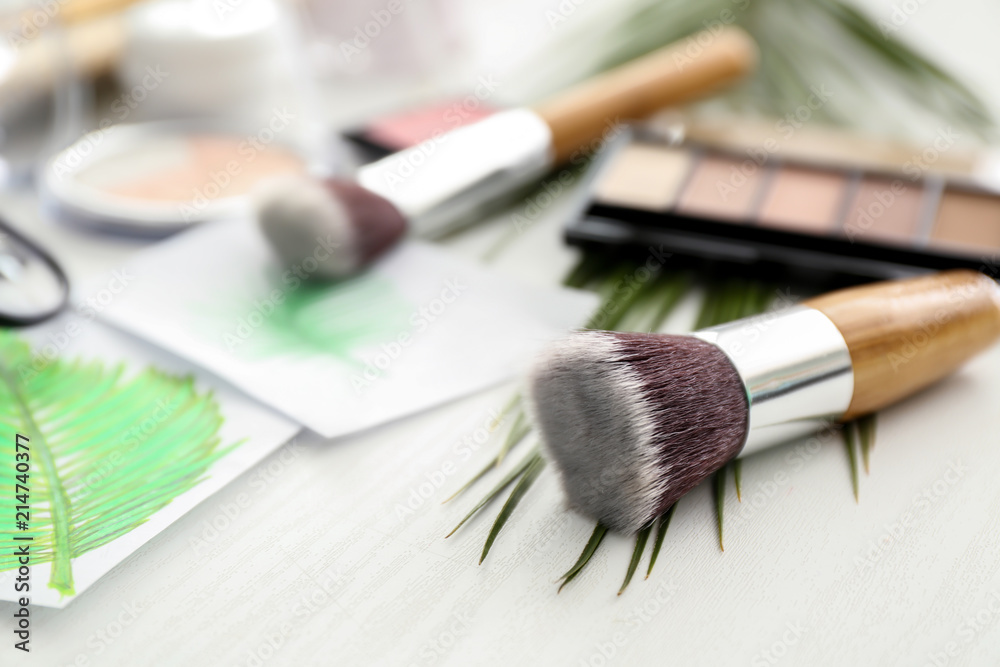 Professional cosmetic brush on table