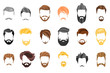 © topvectors - Hair, beard and face, hair, mask cutout cartoon flat collection. Vector men's hairstyle, illustration, beard and hair. Hairstyles icons isolated hairstyles for white background isolated.