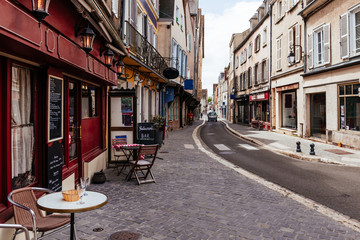 Poster - Old street with old houses in a small town Chartres, France