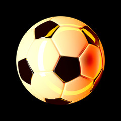 Wall Mural - soccer ball on isolated on black 3d render