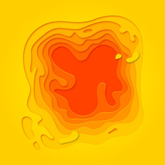 Aufkleber - Papercut geometric topography poster or paper cut liquid geometric gradient pattern with yellow and orange 3D multi layer banner background