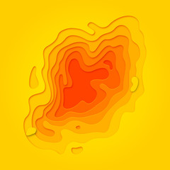 Aufkleber - Papercut geometric topography or paper cut liquid geometric gradient pattern on yellow and orange 3D multi layer background