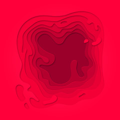 Aufkleber - Red Papercut geometric purple red pattern. Vector pink color gradient background with topography multi layers texture