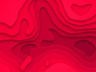 Poster - Red Papercut geometric pattern background or liquid purple 3D cutout with red pink color multi layer for web banner or poster design