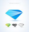 © nickimpression - Vector abstract diamond logo template. Material design, origami paper, flat and line art style