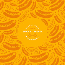 Hot Dog Label And Frame With Pattern