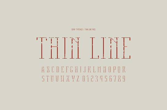 Serif font in thin line style