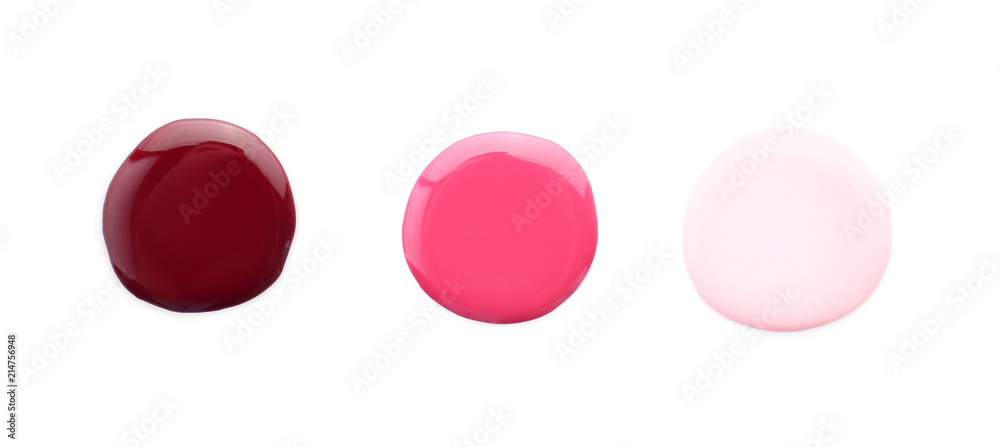 Nail polish blots on white background