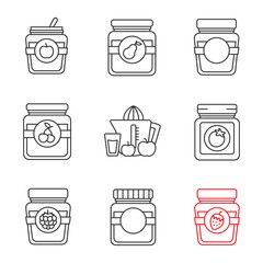 Wall Mural - Homemade preserves linear icons set