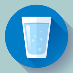 glass of water icon flat design. Clear water glass icon. Save the water. Drink water every day