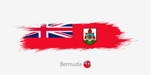 Flag Of Bermuda, Grunge Abstract Brush Stroke On Gray Background.