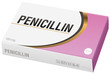 PENICILLIN - pharmaceutical fake package, isolated on white background.