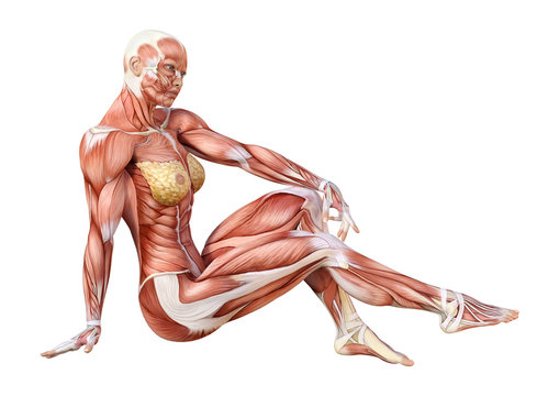 3D Rendering Female Anatomy Figure on White