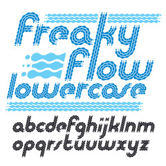 Poster - Vector lowercase modern pop alphabet letters set. Rounded bold italic retro font, typescript can be used as logo design element. Created using waves, flowing lines.