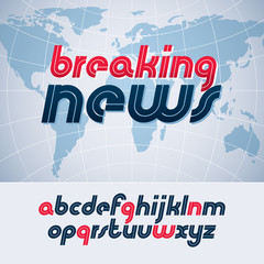 Poster - Vector lower case English alphabet letters collection, best for use in logotype design in journalism and reporting theme, breaking news.